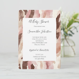 Pink Cream Chocolate Brown Abstract Baby Shower Invitation