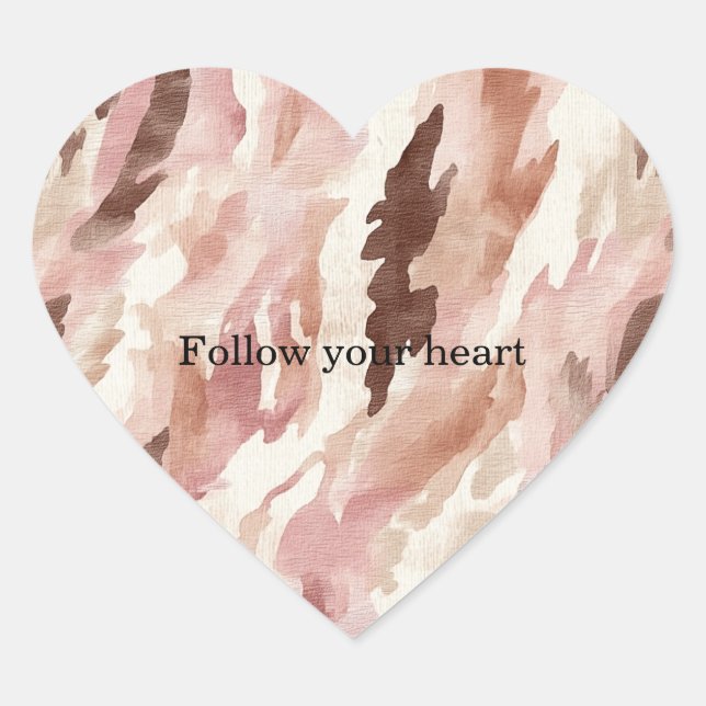 Pink Cream Chocolate Brown Abstract   Heart Sticker (Front)