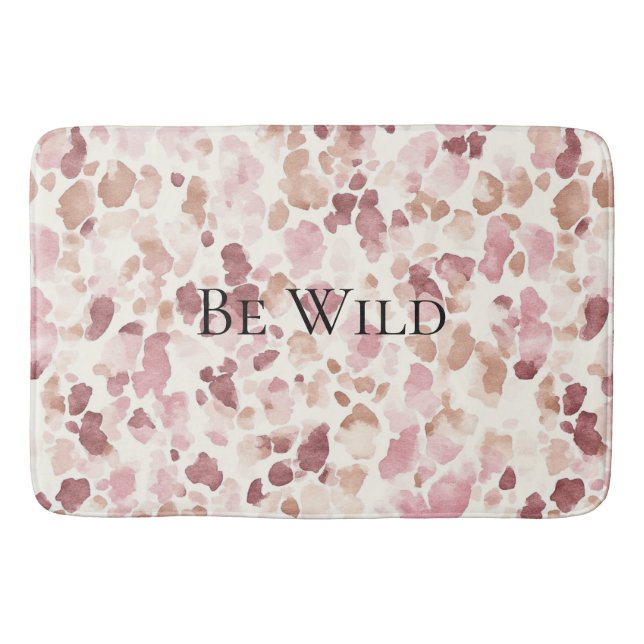 Pink Cream Chocolate Brown Abstract Leopard Animal Bath Mat (Front)