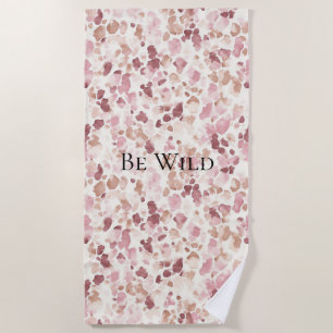 Pink Cream Chocolate Brown Abstract Leopard Animal Beach Towel