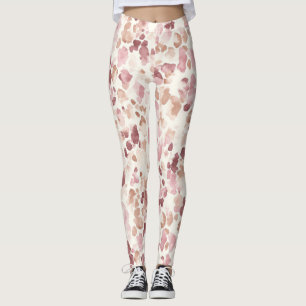 Pink Cream Chocolate Brown Abstract Leopard Animal Leggings
