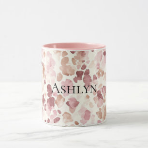 Pink Cream Chocolate Brown Abstract Leopard Animal Mug