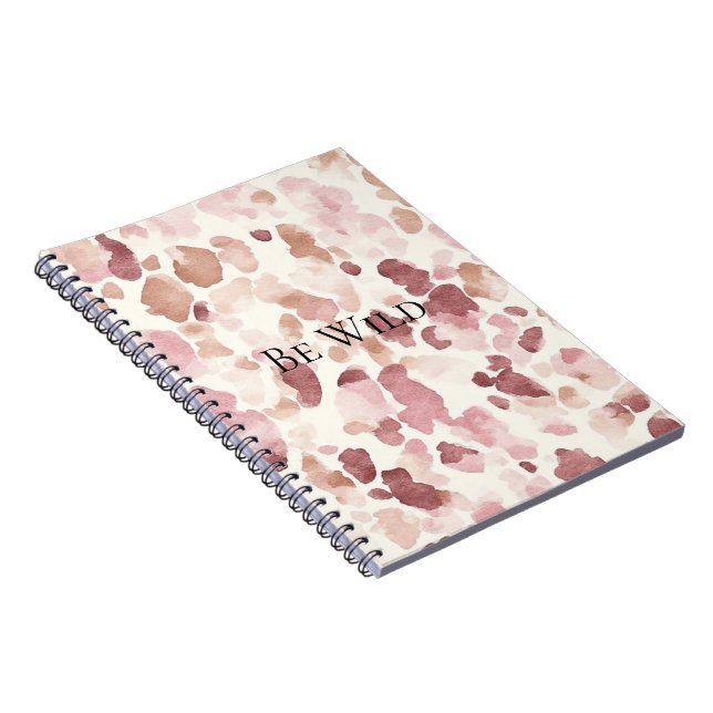 Pink Cream Chocolate Brown Abstract Leopard Animal Notebook (Right Side)
