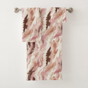Pink Cream Chocolate Brown Bath Towel Set