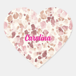 Pink Cream Chocolate Brown Leopard Animal Birthday Heart Sticker