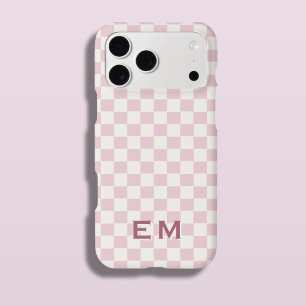 Pink Cream Coastal Chequerboard Chequered Initial