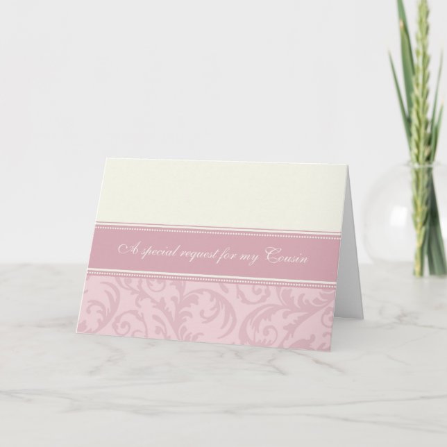 Pink Cream Cousin Bridesmaid Invitation Card (Front)
