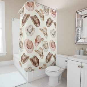 Pink Cream Cowgirl Hats Shower Curtain