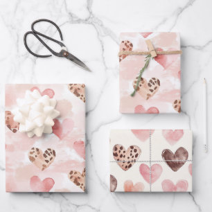 Pink Cream Cowgirl Hearts Birthday Wrapping Paper Sheet