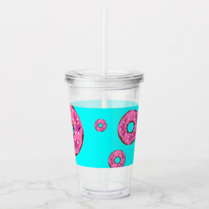 Pink cream donuts acrylic tumbler