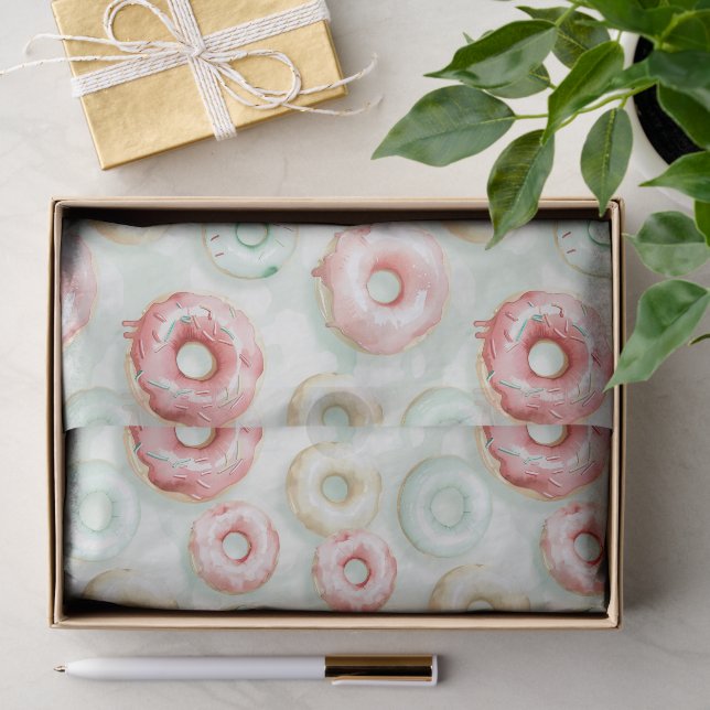Pink Cream Donuts Birthday Tissue Paper (Gift)