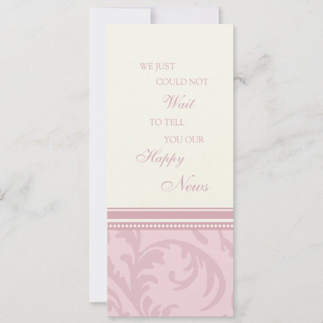 Pink Cream Elopement Announcement Cards (Front)