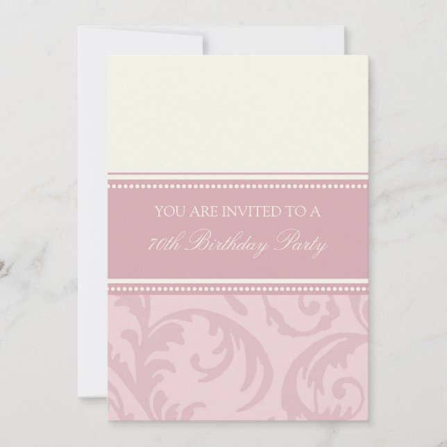 Pink Cream Floral 70th Birthday Party Invitations (Front)