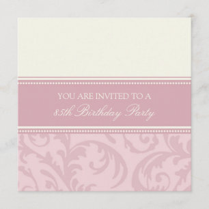 Pink Cream Floral 85th Birthday Party Invitations