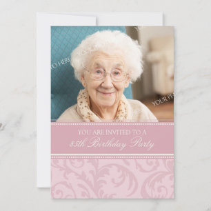 Pink Cream Floral 85th Birthday Party Invitations