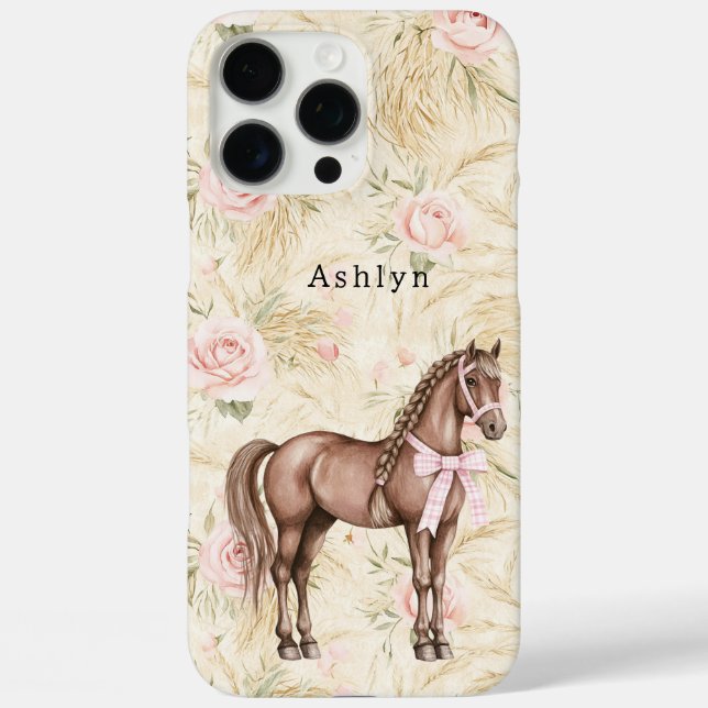 Pink Cream Floral Horse Case-Mate iPhone Case (Back)