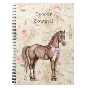 Pink Cream Floral Horse Notebook