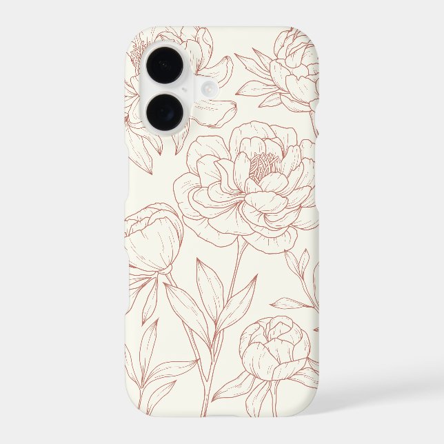 Pink Cream Floral Line Drawing  (Back)