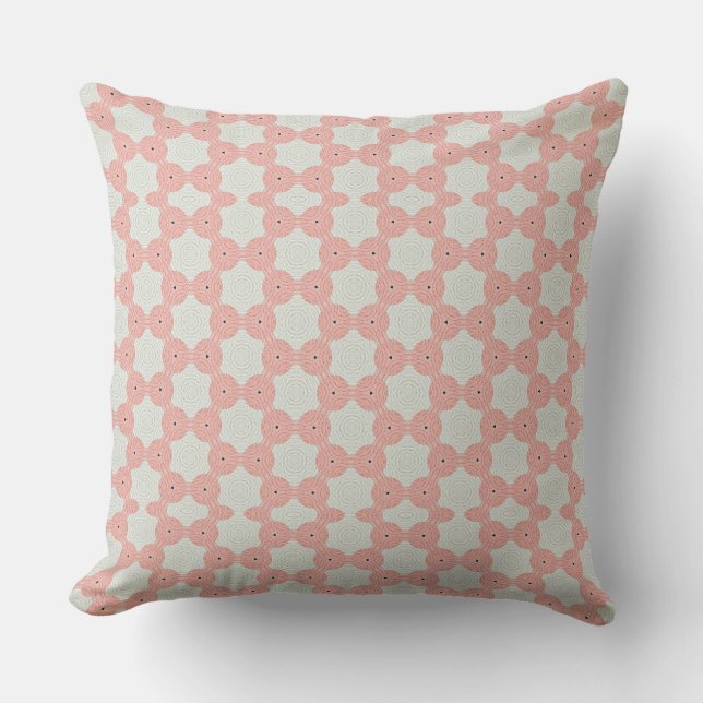 Pink & Cream Geometric Pattern Throw Pillow (Front)