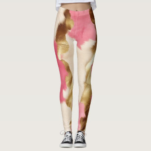 Pink Cream Gold Cowhide Leggings