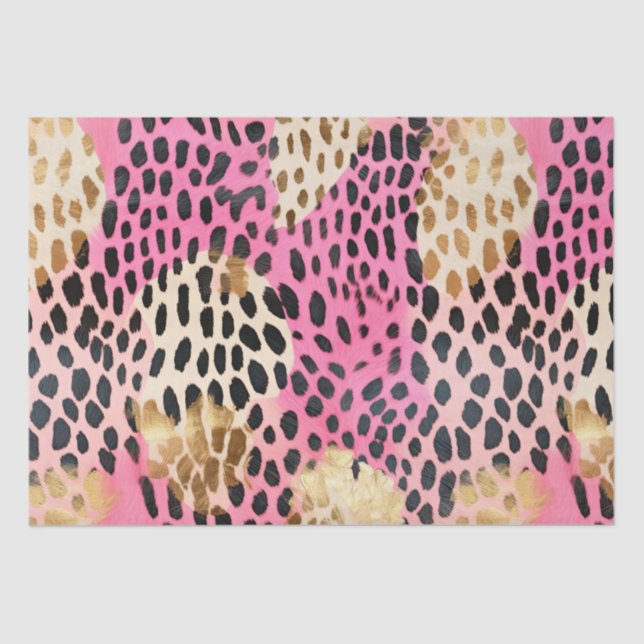 Pink Cream Gold Leopard Tissue Paper (Front)