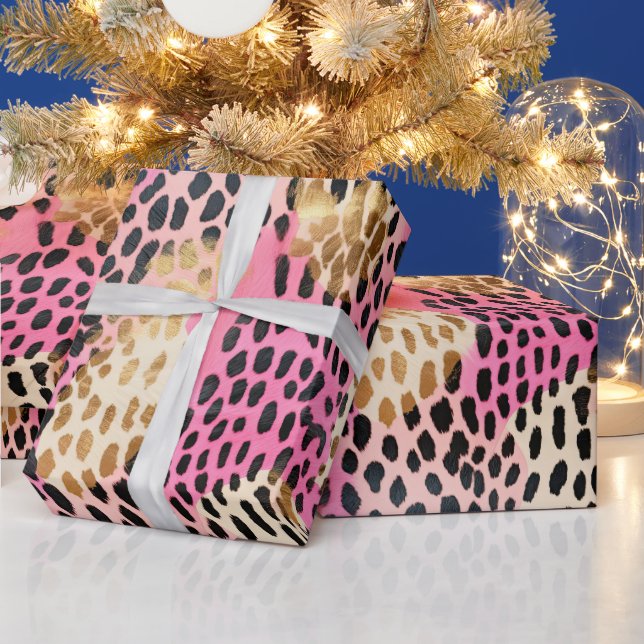 Pink Cream Gold Leopard Wrapping Paper (Holidays)