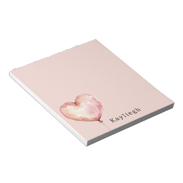 Pink Cream Heart Balloon Notepad (Angled)