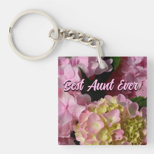 Pink Cream Hydrangeas yellow pink floral best Aunt Key Ring (Front)