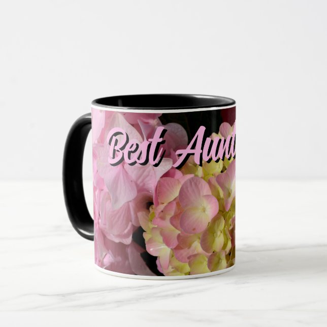 Pink Cream Hydrangeas yellow pink floral Best Aunt Mug (Front Left)