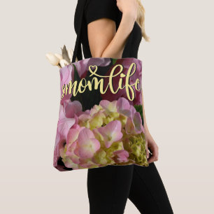 Pink Cream Hydrangeas yellow pink floral mum life Tote Bag