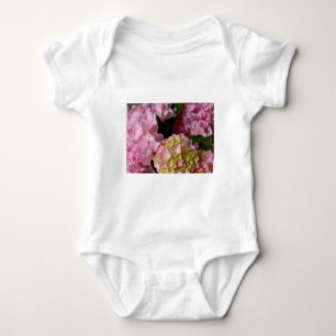 Pink Cream Hydrangeas yellow pink green floral Baby Bodysuit