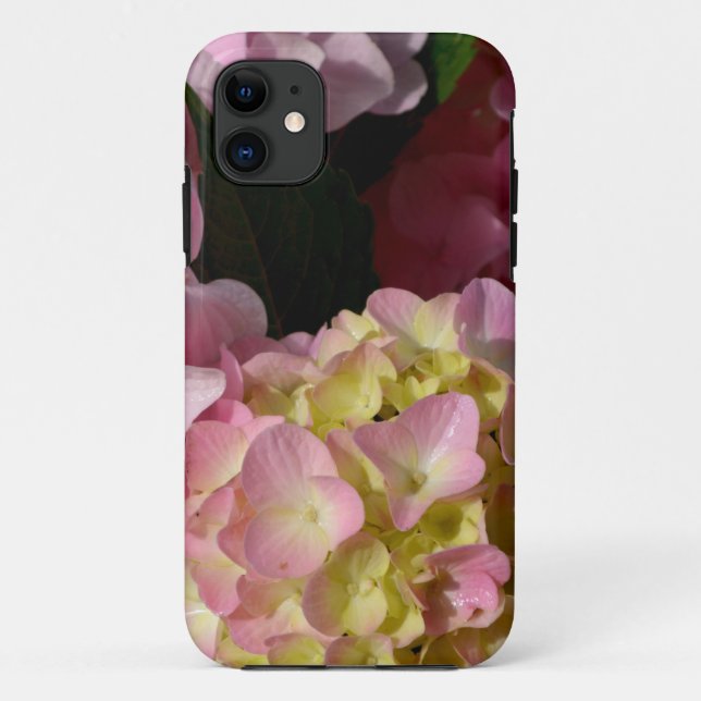 Pink Cream Hydrangeas yellow pink green floral  Case-Mate iPhone Case (Back)