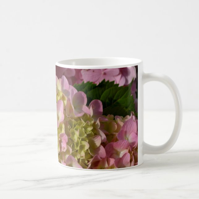 Pink Cream Hydrangeas yellow pink green floral  Coffee Mug (Right)