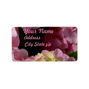 Pink Cream Hydrangeas yellow pink green floral Label