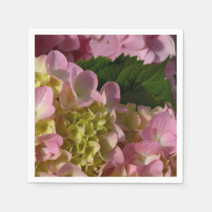 Pink Cream Hydrangeas yellow pink green floral Napkin