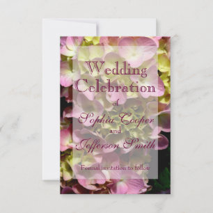 Pink Cream Hydrangeas yellow pink green floral  Save The Date