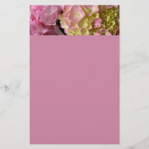 Pink Cream Hydrangeas yellow pink green floral  Stationery