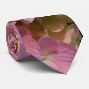 Pink Cream Hydrangeas yellow pink green floral Tie