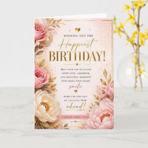 Pink Cream Peony Birthday Card