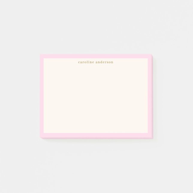 Pink Cream Personalised Name Back to School Study Post-it Notes (Front)