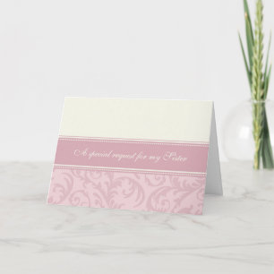 Pink Cream Sister Maid of Honour Invitation Card