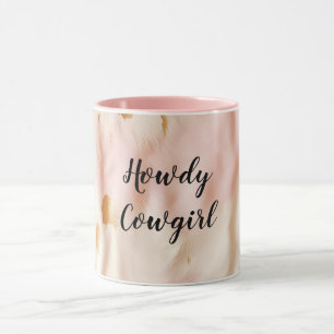 Pink Cream Southwest Cowgirl Cowhide Mug