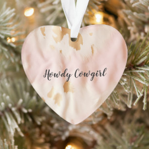 Pink Cream Southwest Cowgirl Cowhide Ornament