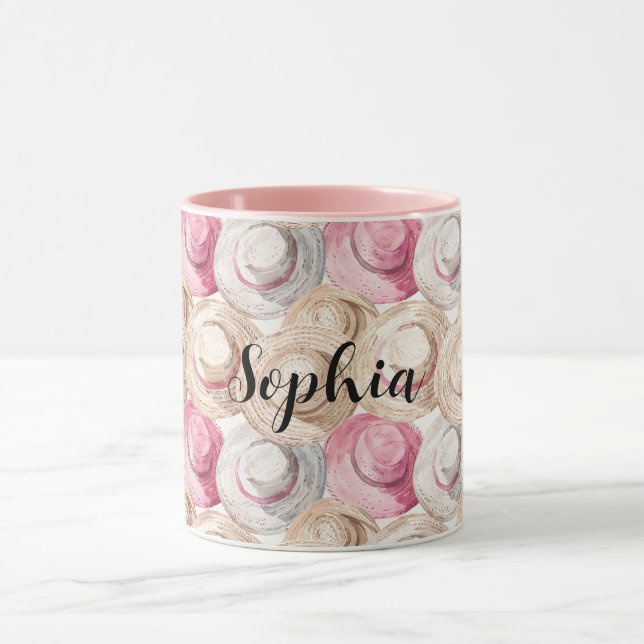 Pink Cream Straw Hats Mug (Center)