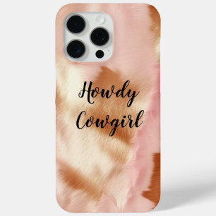 Pink Cream Tan Southwest Cowgirl Cowhide iPhone 15 Pro Max Case