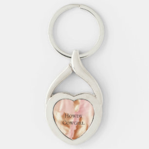 Pink Cream Tan Southwest Cowgirl Cowhide Key Ring