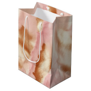 Pink Cream Tan Southwest Cowgirl Cowhide Medium Gift Bag