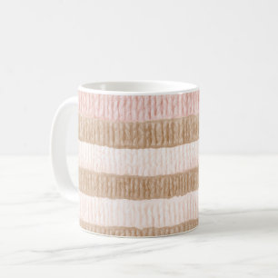 Pink Cream Tan Stripes Coffee Mug