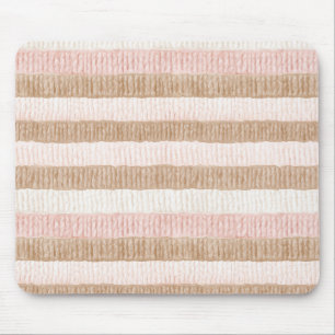 Pink Cream Tan Stripes Mouse Mat