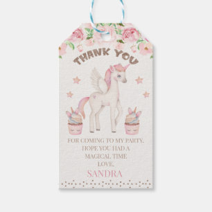 Pink Cream Unicorn Magical Day 1st Birthday Gift Tags